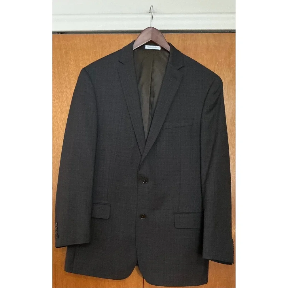 Murano‎ Collezion Slim Fit Men's Grey/Brown Wool Suit 44L Jacket 38W Pants Work